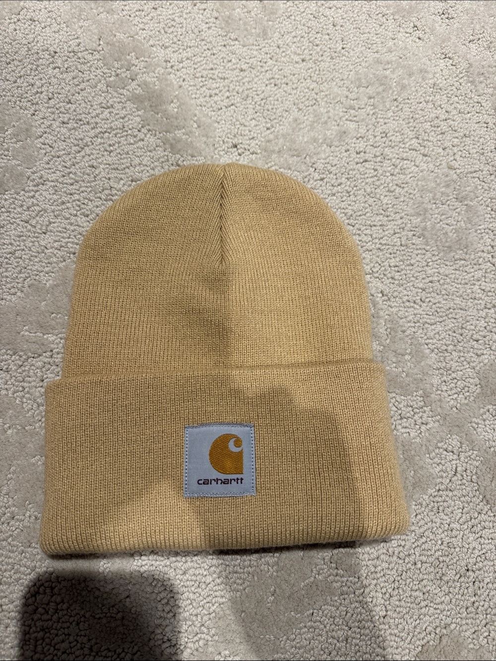 Carhartt Tan Knit Beanie with Logo Patch